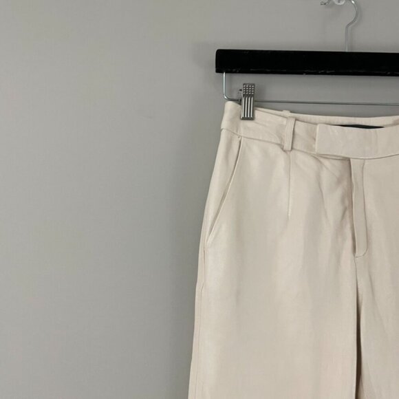 Zeynep Arcay Cropped Leather Taper Pants in Cream Size 2 - Picture 5 of 8